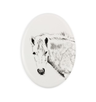 Fjordpferd - Gedenktafel mit einem Pferdefoto, Grabplatte mit Druck, personalisierte ovale Platte von Art-Dog.