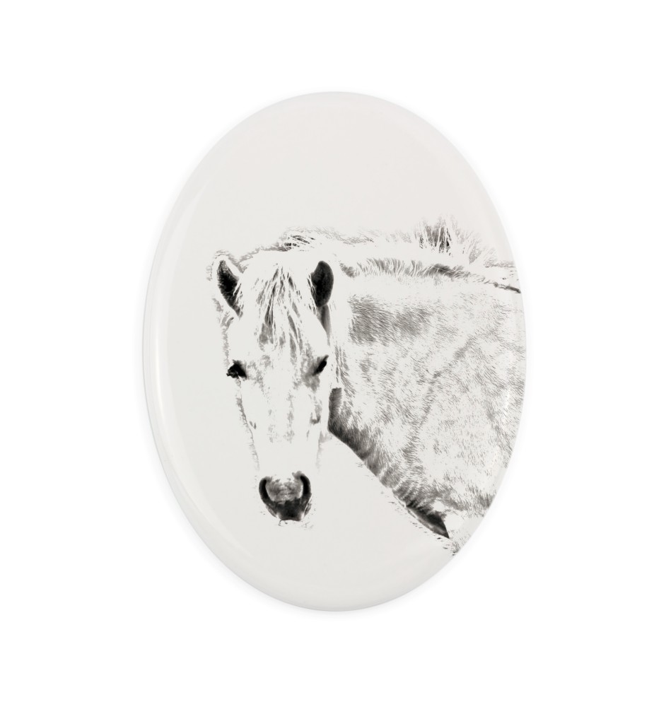 Cheval Fjord - une plaque commémorative avec une photo de cheval, une plaque funéraire avec une impression, une plaque ovale personnalisée de la marque Art-Dog
