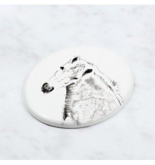 Fjordpferd - Gedenktafel mit einem Pferdefoto, Grabplatte mit Druck, personalisierte ovale Platte von Art-Dog.