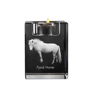 Cheval Fjord - Bougeoir avec image d'un cheval, porte bougie en cristal, cadeau personnalisé par la marque Art-Dog