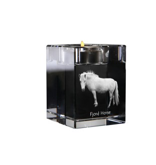 Cheval Fjord - Bougeoir avec image d'un cheval, porte bougie en cristal, cadeau personnalisé par la marque Art-Dog