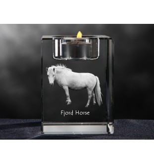 Cheval Fjord - Bougeoir avec image d'un cheval, porte bougie en cristal, cadeau personnalisé par la marque Art-Dog