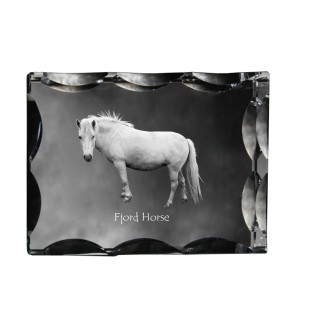 Fjordpferd - crystal with a picture of a horse, glass statuette with a picture, unique frame with a picture from Art-Dog brand
