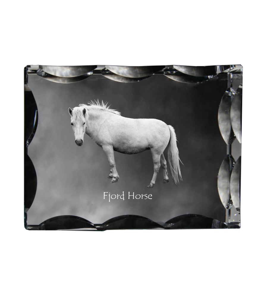 Fjordpferd - crystal with a picture of a horse, glass statuette with a picture, unique frame with a picture from Art-Dog brand