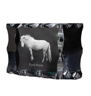 Fjordpferd - crystal with a picture of a horse, glass statuette with a picture, unique frame with a picture from Art-Dog brand