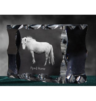 Fjordpferd - crystal with a picture of a horse, glass statuette with a picture, unique frame with a picture from Art-Dog brand