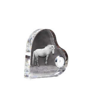 Fjordpferd - Kristalluhr mit einem Pferdebild, Herzregal-Uhr, personalisierte Standuhr der Marke Art-Dog