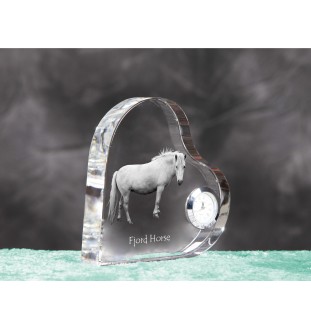 Fjordpferd - Kristalluhr mit einem Pferdebild, Herzregal-Uhr, personalisierte Standuhr der Marke Art-Dog