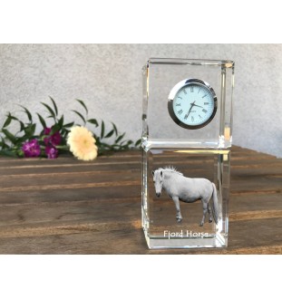 Cheval Fjord - montre en cristal avec photo, photo de cheval dans le cristal, horloge de bureau personnalisée de la marque Art-Dog