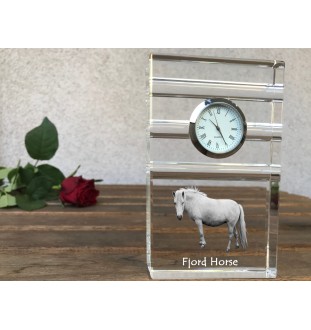 Fjordpferd - Glasuhr mit Foto, Pferdefoto im Kristall, personalisierte Tischuhr für das Büro der Marke Art-Dog