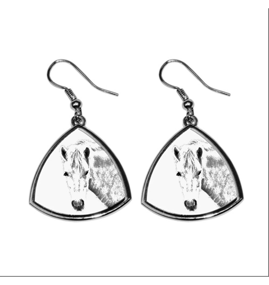 Fjordpferd - Pferdeohrringe, hängende Ohrringe mit einem Bild, personalisierter Schmuck mit dem Aufdruck der Marke Art-Dog