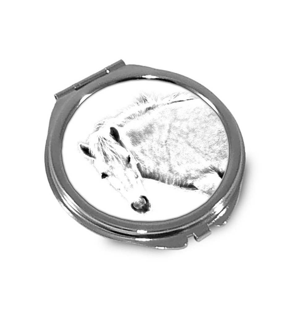 Fjord Horse - pocket mirror with a horse, personalized mirror for a purse, compact mirror with Art-Dog brand print