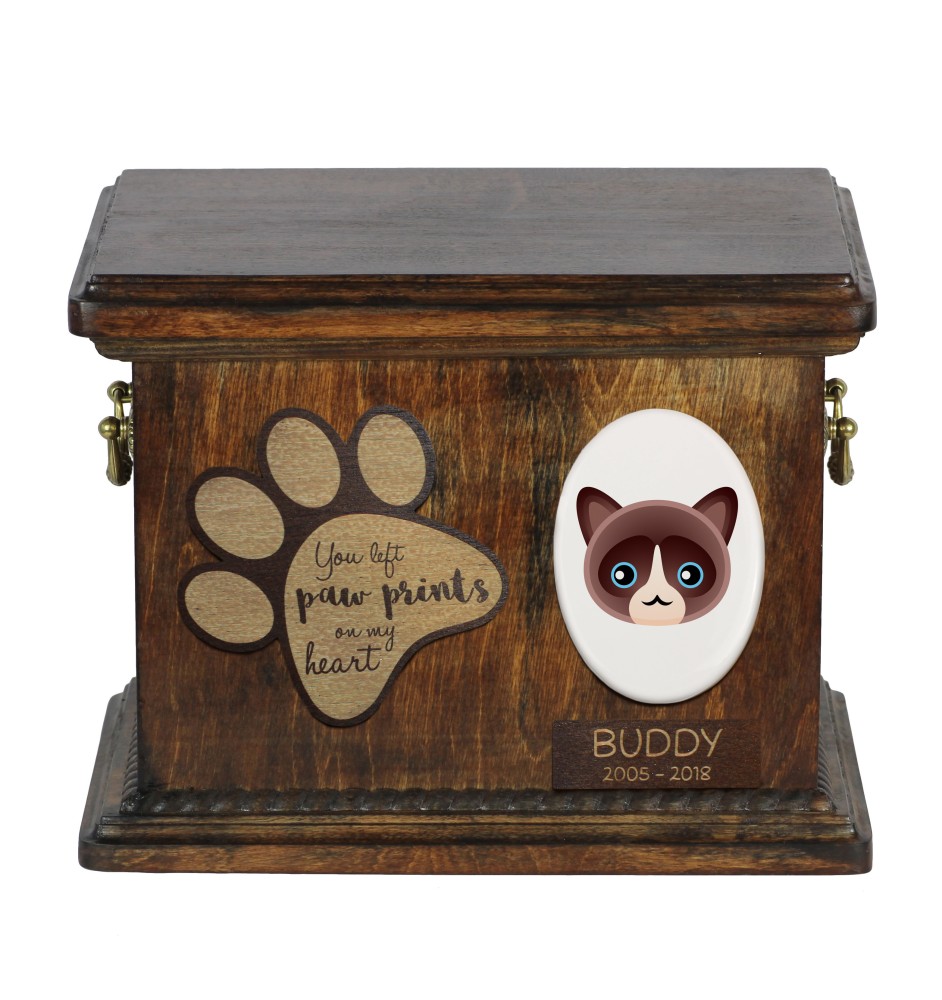 Snowshoe - urn for cat ashes, personalized urn with engraving, commemorative box for cat ashes by Art-Dog brand