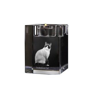Chat des neiges - Bougeoir avec photo de chat, porte bougie en cristal, cadeau personnalisé par la marque Art-Dog