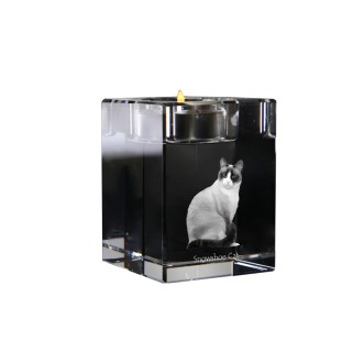 Chat des neiges - Bougeoir avec photo de chat, porte bougie en cristal, cadeau personnalisé par la marque Art-Dog
