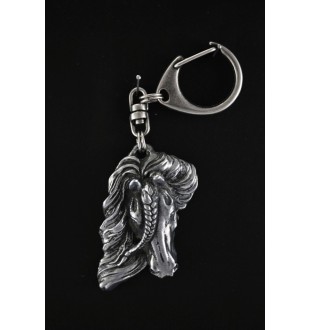Bay Horse - Silver-plated key ring with dog, handbag decoration, backpack pendant by Art-Dog brand