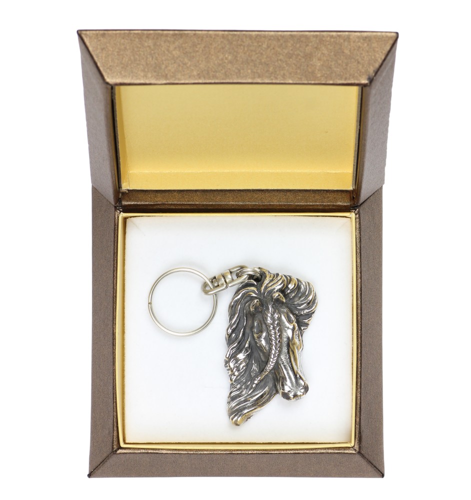 Bay Horse silver-plated keychain with a horse in a decorative box, handbag ornament, backpack pendant by Art-Dog