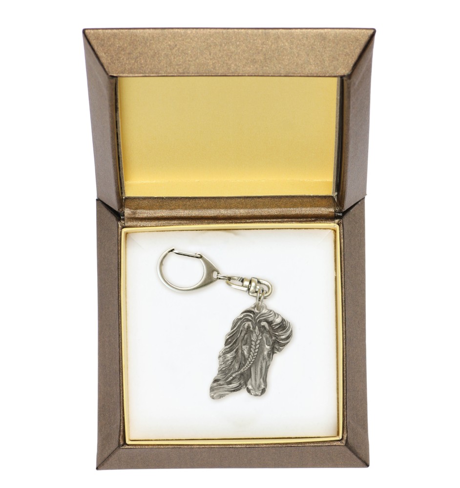 Cheval bai - porte-clés argenté avec un cheval dans une boîte cadeau, décoration de sac à main, pendentif pour sac à dos de la marque Art-Dog