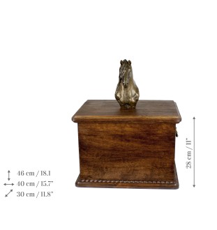 Koń fryzyjski urna na drewnie z statuetką zimnego brązu Art-Dog