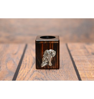 Bay Horse - wooden candlestick with a horse, a unique keepsake after the loss of a dog, handmade by Art-Dog