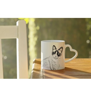 Chat des neiges - tasse avec un chat, une tasse adorable avec une anse en forme de cœur, un cadeau universel de la marque Art-Dog