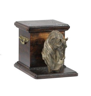 Cheval bai urne pour les cendres d'un cheval avec une statuette, urne élégante pour cheval, urne exceptionnelle avec buste de cheval de la marque Art-Dog