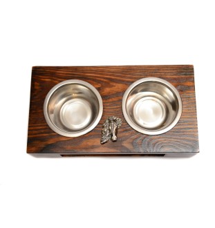 Bay Horse - wooden stand with bowls for a dog, steel dog bowls, a gift for adopting a dog from the Art-Dog brand