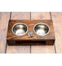 Bay Horse - wooden stand with bowls for a dog, steel dog bowls, a gift for adopting a dog from the Art-Dog brand
