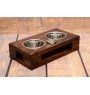 Bay Horse - wooden stand with bowls for a dog, steel dog bowls, a gift for adopting a dog from the Art-Dog brand