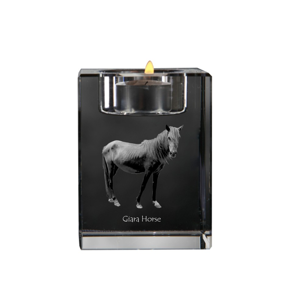 Giara Horse - Candle holder with picture of a horse, crystal tealight holder, personalised gift by Art-Dog brand
