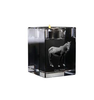 Cheval Giara - Bougeoir avec image d'un cheval, porte bougie en cristal, cadeau personnalisé par la marque Art-Dog