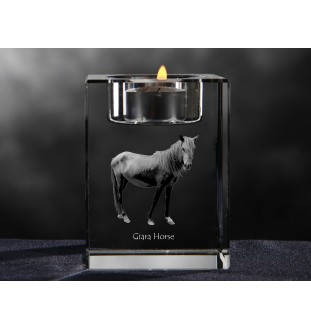 Cheval Giara - Bougeoir avec image d'un cheval, porte bougie en cristal, cadeau personnalisé par la marque Art-Dog