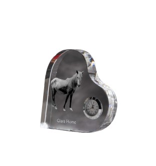 Cheval Giara - horloge en cristal avec une photo de cheval, horloge de table en forme de cœur, horloge debout personnalisée de la marque Art-Dog
