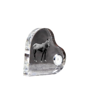 Giara Horse - crystal clock with a picture of a horse, heart-shaped shelf clock, personalized standing clock by Art-Dog brand