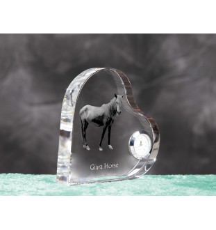 Giara Horse - crystal clock with a picture of a horse, heart-shaped shelf clock, personalized standing clock by Art-Dog brand