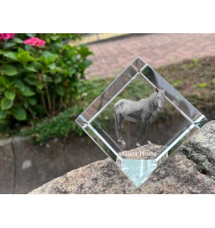 Cheval Giara - un cube de cristal avec une photo de cheval, une photo de cheval dans le cristal, un presse-papiers cubique de la marque Art-Dog
