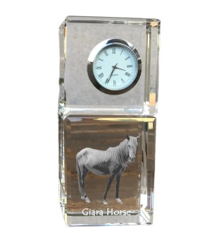 Giara Horse - crystal clock with a photo, photo of a horse in crystal, personalized desk clock by Art-Dog brand