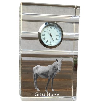 Giara Horse - glass clock with a photo, photo of a horse in crystal, personalized standing office clock by Art-Dog brand