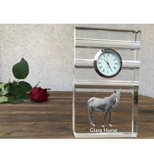 Cheval Giara - horloge en verre avec photo, photo de cheval dans un cristal, horloge de bureau personnalisée de la marque Art-Dog