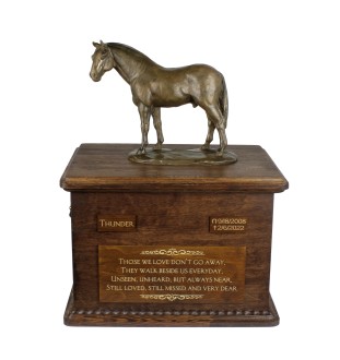 Hanowerski drewniana urna z statuetką z brązu Art-Dog