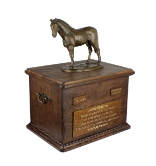 Hanowerski drewniana urna z statuetką z brązu Art-Dog