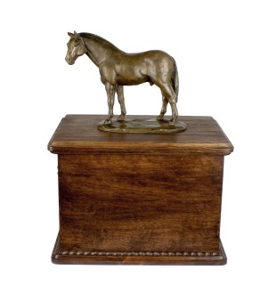 Hanowerski drewniana urna z statuetką z brązu Art-Dog