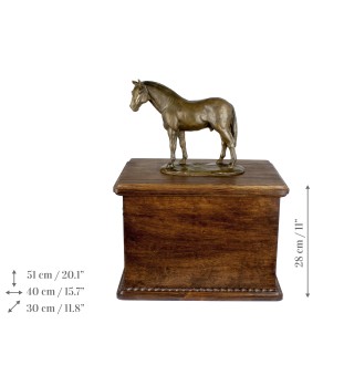 Hanowerski drewniana urna z statuetką z brązu Art-Dog