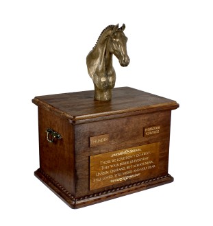 Hanoverian Horse - large urn for horse ashes, personalized urn with a statuette, horse ashes box by Art-Dog brand