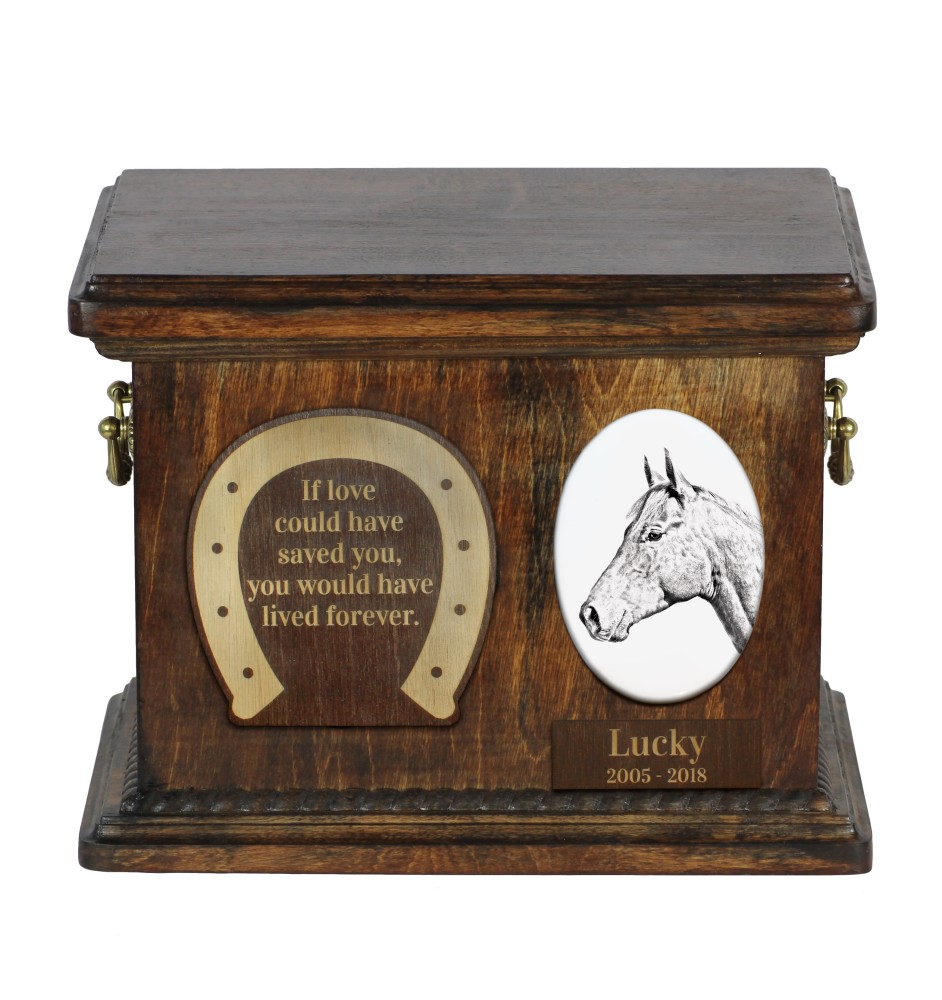 Holsteiner Pferd - Eine Urne für die Asche eines Pferdes, eine Urne für ein Pferd mit Foto, personalisierte Tierasche-Box von Art-Dog.
