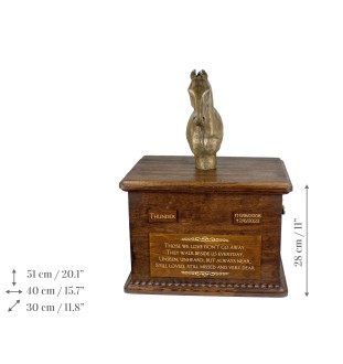 Hannoveranisches Pferd - große Urne für Pferdeasche, personalisierte Urne mit einer Statuette, Pferdeasche-Box von der Marke Art-Dog