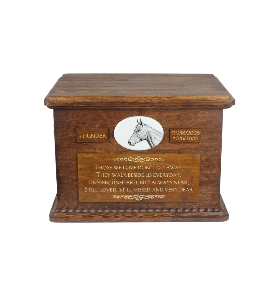 Holsteiner Pferd Urn für Pferdeasche, personalisierte Urne mit Foto, große Box für Pferdeasche von der Marke Art-Dog