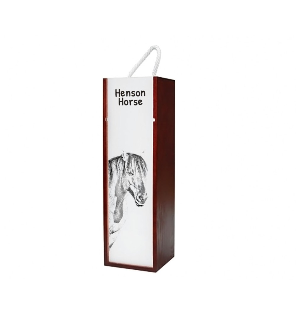 Cheval Henson - boîte à vin avec un cheval, boîte à alcool avec une illustration, boîte cadeau personnalisée de la marque Art-Dog