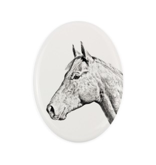 Cheval Holsteiner - une plaque commémorative avec une photo de cheval, une plaque funéraire avec une impression, une plaque ovale personnalisée de la marque Art-Dog