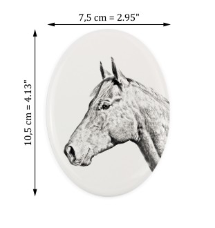 Holsteiner Pferd - Gedenktafel mit einem Pferdefoto, Grabplatte mit Druck, personalisierte ovale Platte von Art-Dog.